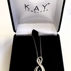 Kay Jewelers Infinity Sterling Silver and Diamonds Necklace