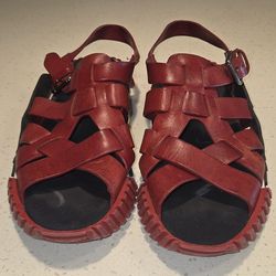Dolce & Gabbana Red Fisherman Sandals Unisex Leqther Adjustable Strap 41.5