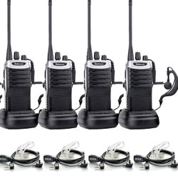 Retevis RT7 Walkie Talkies with Earpiece Headset,Portable Long Range Two Way Radios Rechargeable,Hands-Free,USB Charging (4 Pack)