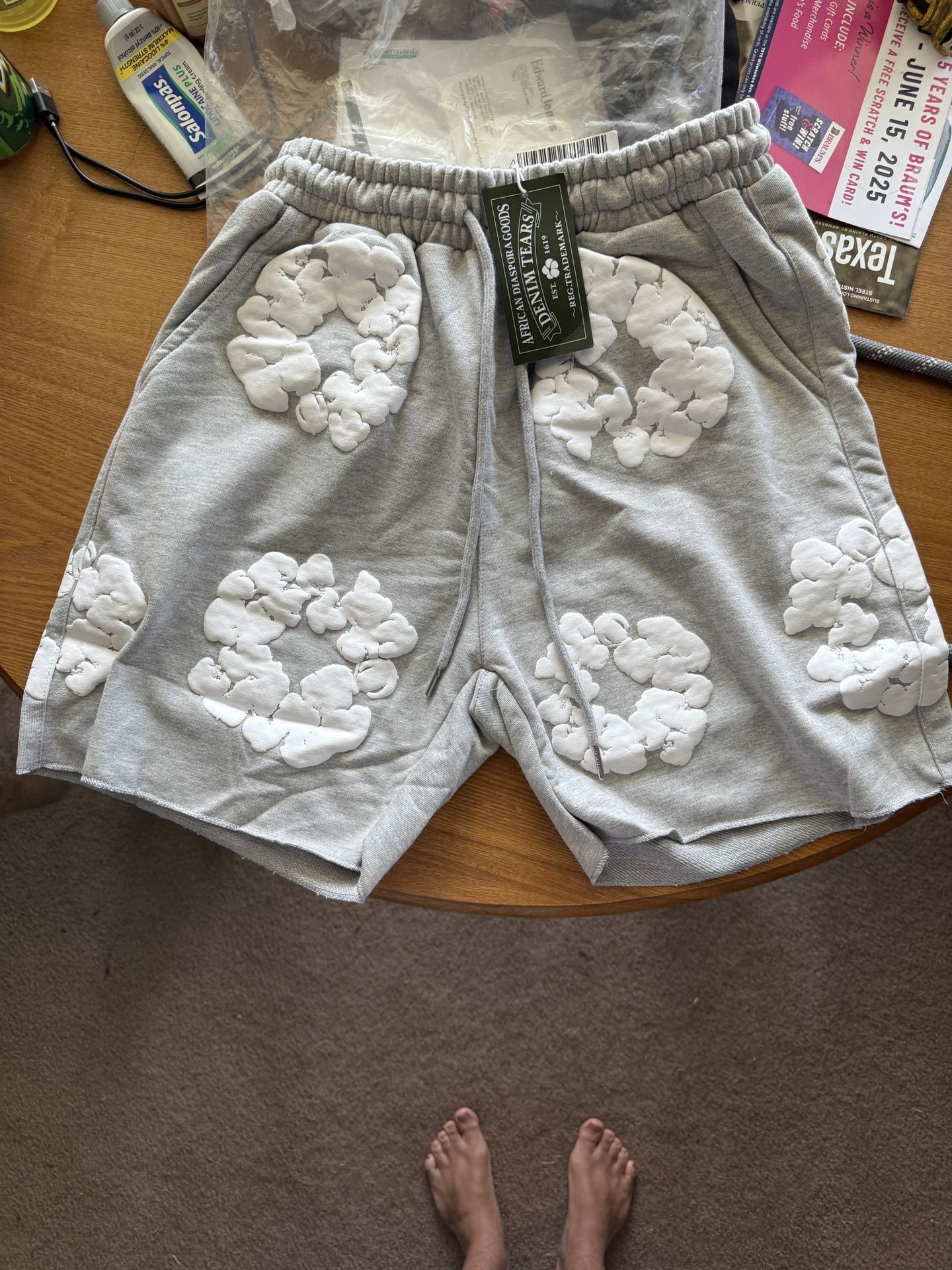 Grey Denim Tear Shorts Medium/Large Sizes