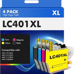LC401 LC401XL MFC-J1010DW Ink Cartridges for Brother Printer LC 401 401XL for MFC-J1010DW MFC-J1170DW MFC-J1012DW MFC-J1800DW MFC J1010DW - 4 Pack Hig