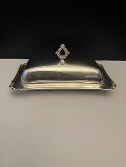 Vintage silver plated covered butter dish