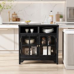 New Solid Wood Chogori 31.5" Buffet Cabinet with Storage, Farmhouse Sideboard with 2 Doors, Coffee Bar Cabinet for Dining Room, Kitchen, or Living Roo