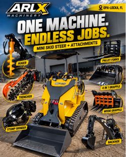 Ride-ON mini skid steer, great power and comfort, fits any attachment