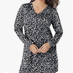 Roaman's Women's Plus Size Long-Sleeve V-Neck Ultimate Tunic Long Shirt Size 12