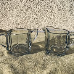 Vintage Heisey Crystal Clear Open Sugar and Creamer Set