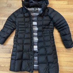 The North Face 550 Womens Long Jacket Black Metropolis Parka Hooded - Large 