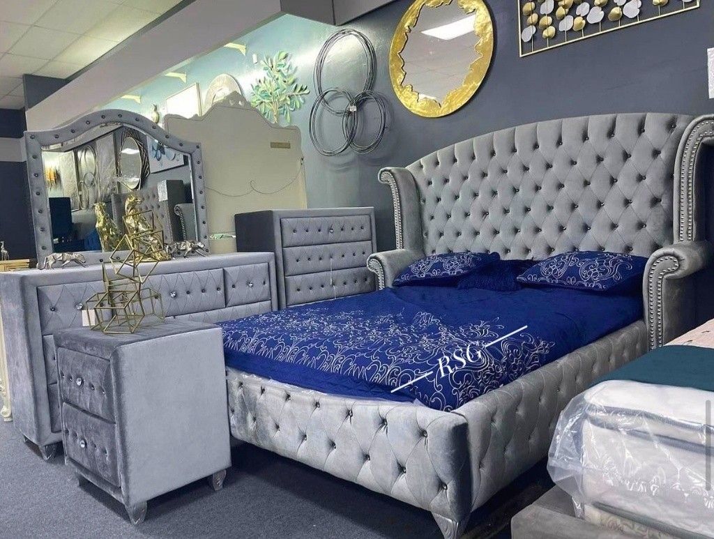 Master Bedroom Furniture Set 🌟 Queen Size Bed Frame, King Size Bed Frame, Dresser, Nightstand, Chest, Mirror, Mattress ⭐$39 Down Payment with Financi