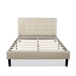 New, FULL PLATFORM BED WITH UPHOLSTERED TUFTED HEADBOARD. Mattress and deliver available.