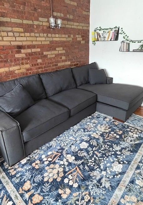 Ashly Dark Gray Sectional Sofa Couch – L-Shaped Modern Living Room Furniture