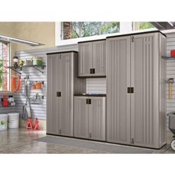 Suncast Resin Freestanding Garage Cabinet in Platinum (40 in. W x 80 in. H x 20 in. D)