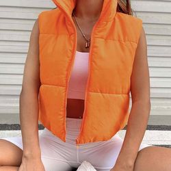 Orange puffer vest
