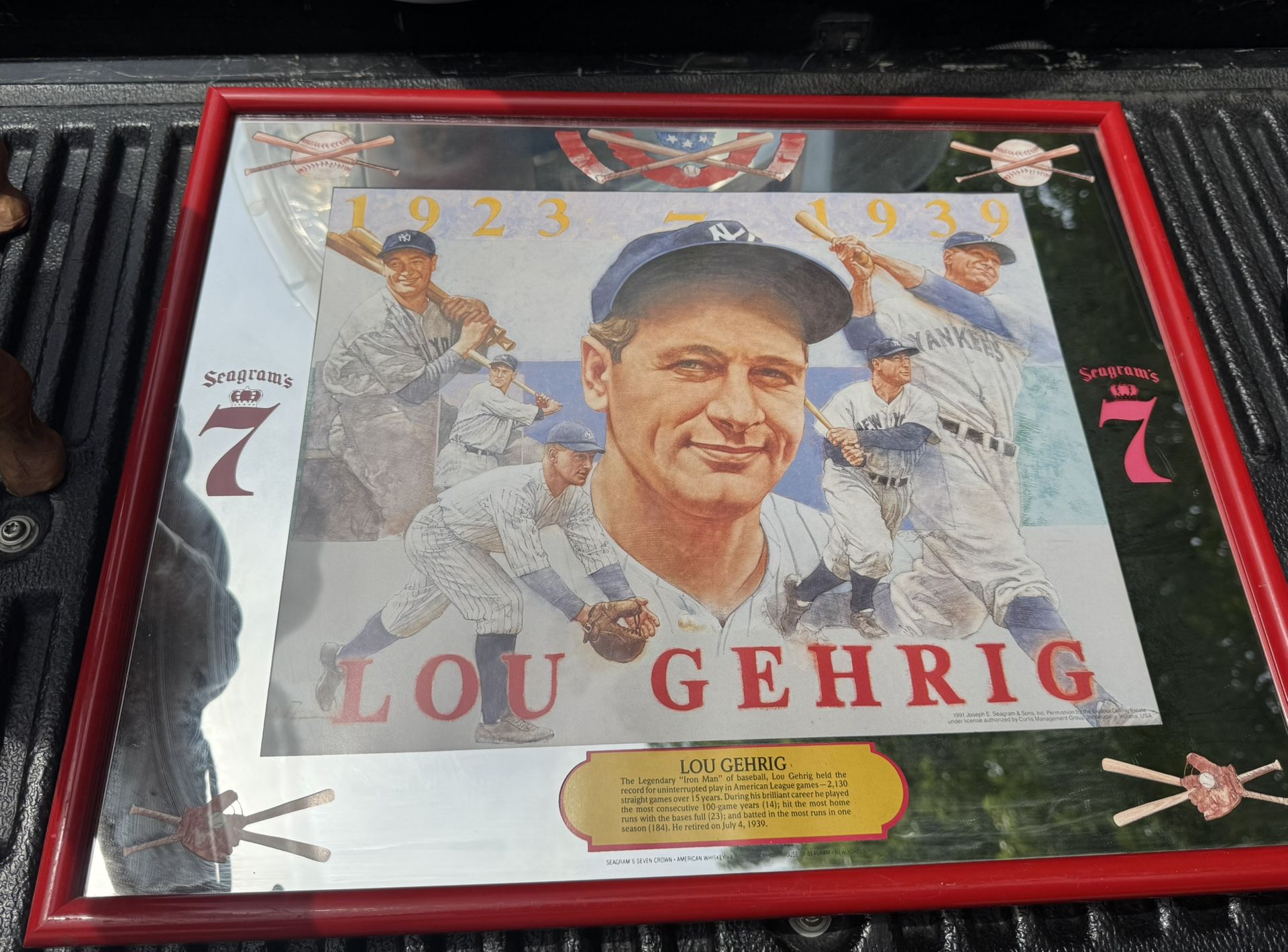 collectible Picture Glass Lou Gehrig baseball