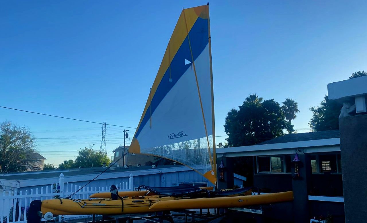 Hobie Tandem Adventure Island With Trailer. Sails. Trampolines