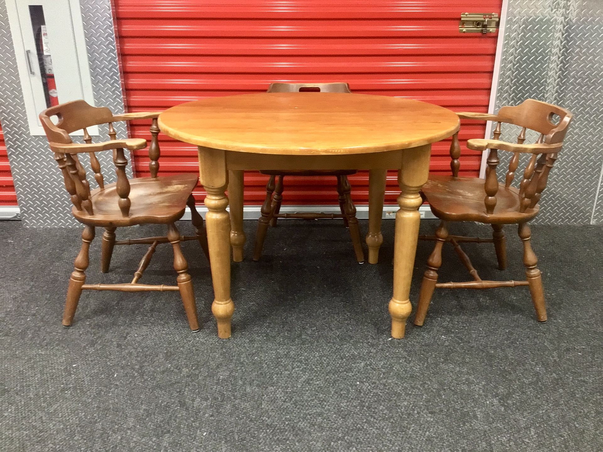 Wood Dining Table With Three Chairs And A Leaf - Will Deliver