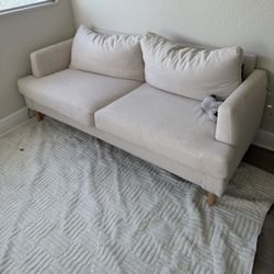 Small Couch + white Rug - $115 For Both NEED GONE