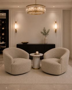 Set of 2 Accent Chairs, 360 Swivel