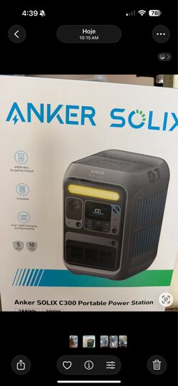 Anker SOLIX C300 Portable Power Station with Car Charging Cable, Outdoor 288Wh LiFePO4 Battery, 300W