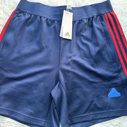 Adidas Men's Blue Shorts with Red Stripes New Size Medium