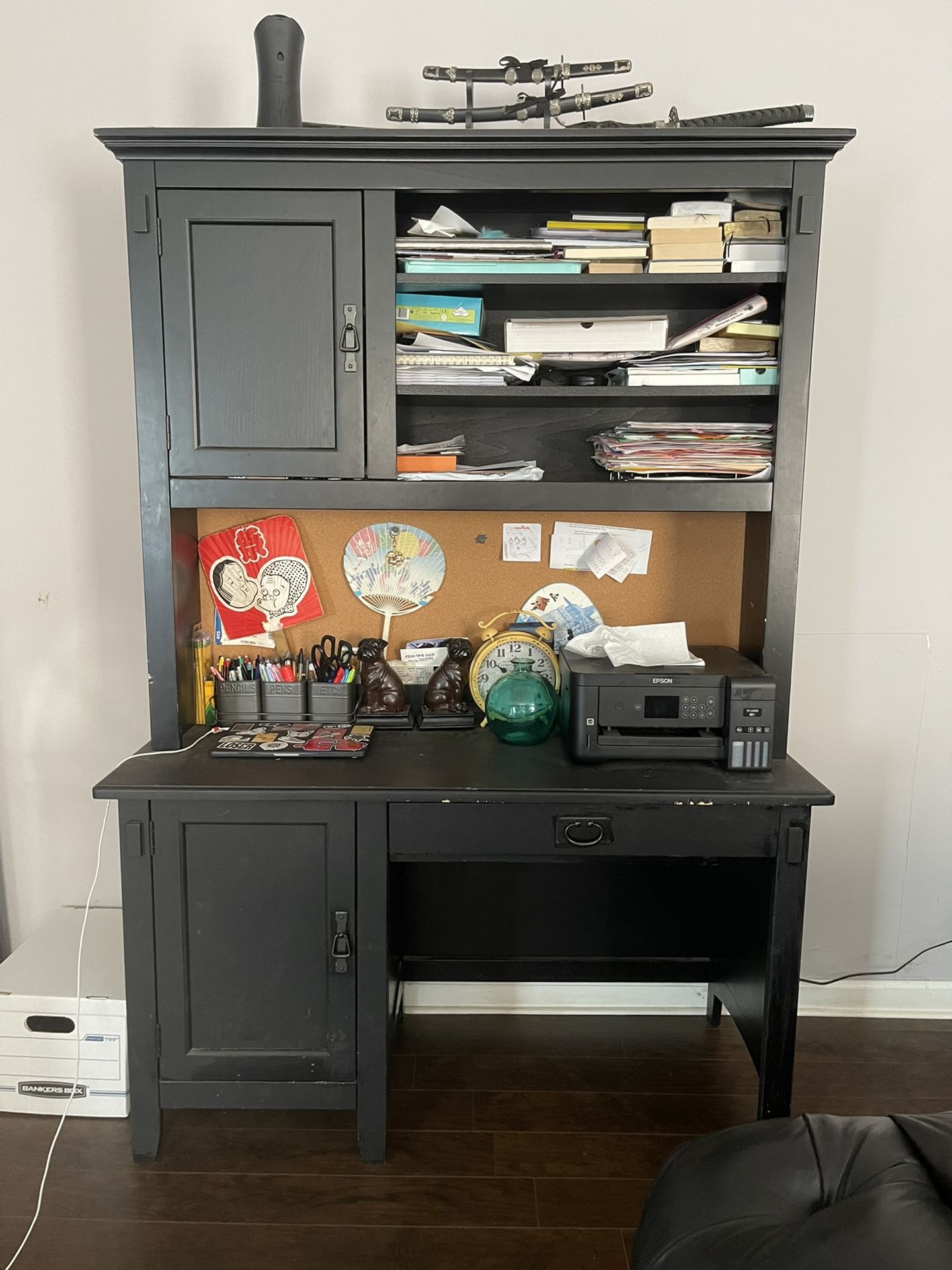 Wood Desk with Hutch 