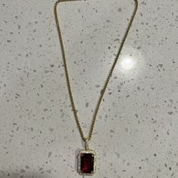 Ruby Pendant On A Franco Gold Chain