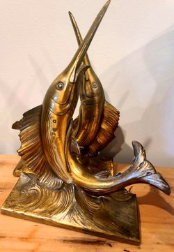 Antique Brass Sailfish Bookends