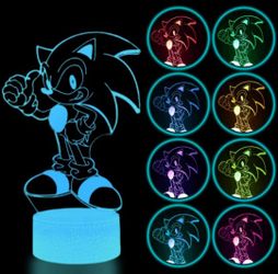 Sonic Night Light for Kids Sonic Lamp Led Night Lights 3D Illusion Lamps for Boys Room