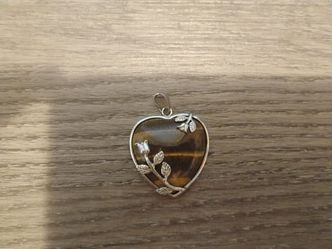Brown striped heart charm