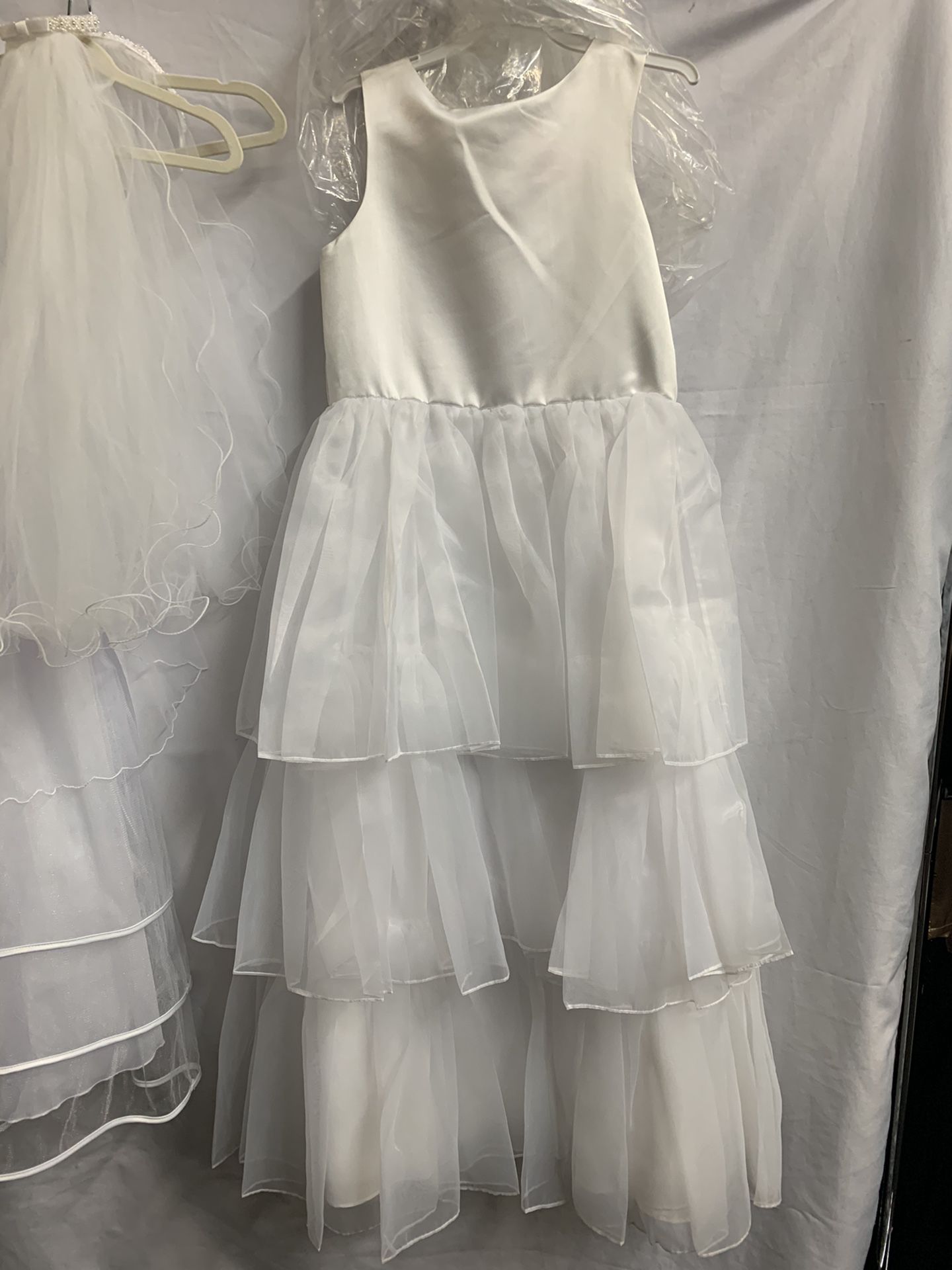 Brand New Size 14 White Dress 3 Tier Flower Girl or Baptism or 1 communion Dress