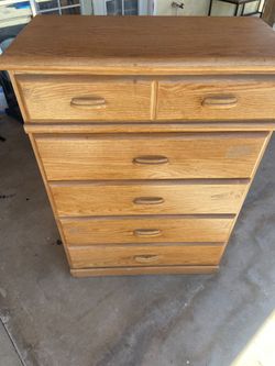 Oak Wood 6-Drawer Chest Dresser