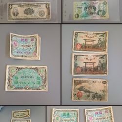 25 TOTAL LOT OF OLD VINTAGE AND RARE FOREIGN AND MILITARY AND WWII WAR AND FOREIGN PAPER CURRENCY BILLS, BANKNOTES, MONEY
