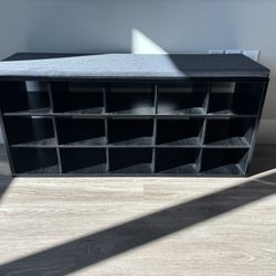 Bench With Storage, Black, 11.8 x 41.3 x 18.9