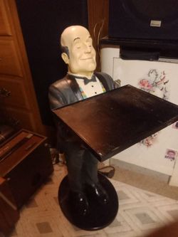 Whimsical "Henri the butler"side table Statue released by Bombay company in 1999 34 inch tall.