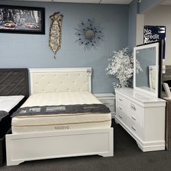 4PC White Queen Bedroom Set 