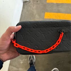 Louis Vuitton VOLGA clutch, Black and Orange Clutch with Bold Chain (men, women, unisex)
