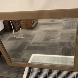 Large Vintage Wood And Beveled Glass Mirror 