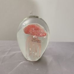 Murano Vintage Italian Hand Blown Glass Red Jellyfish Paperweight (U)