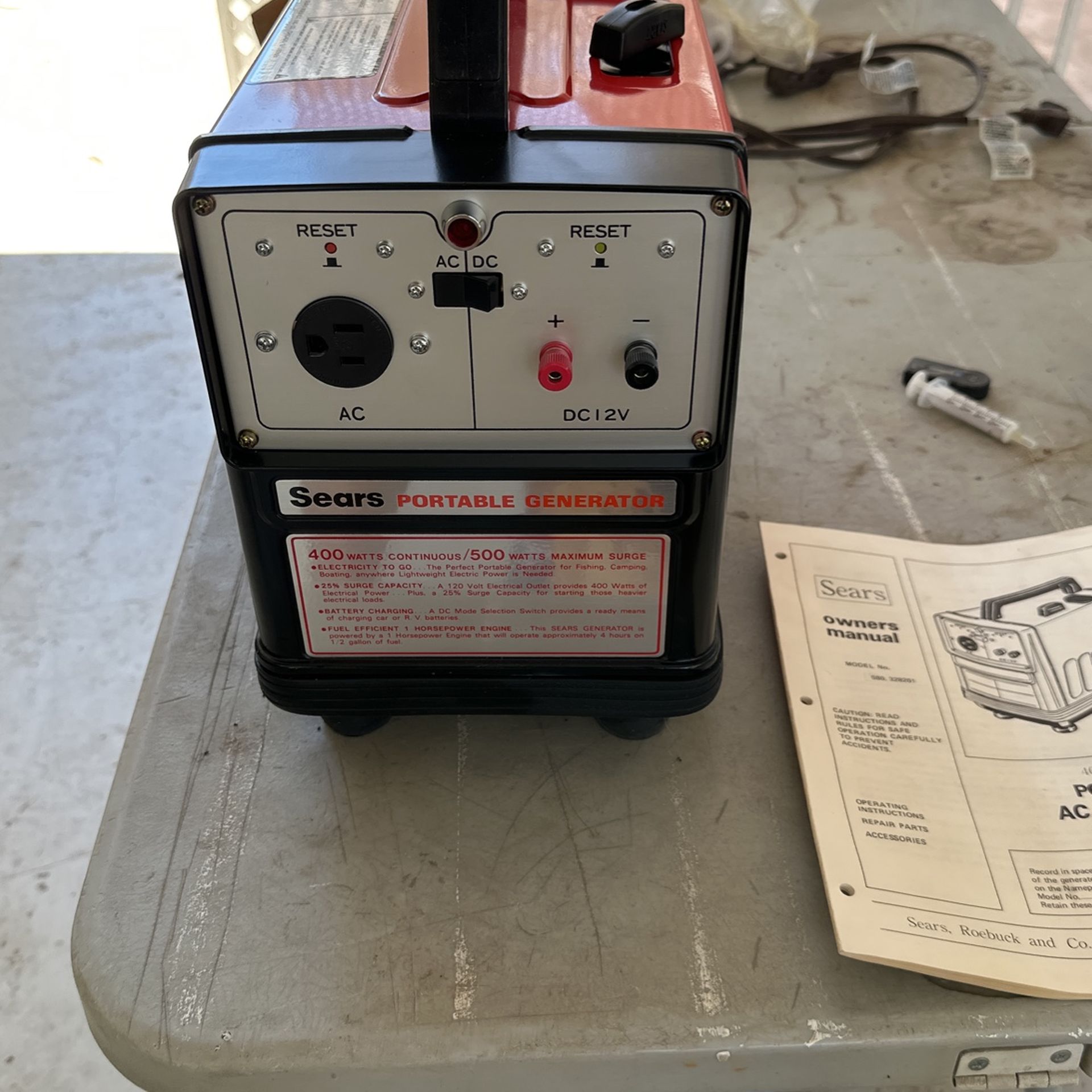 Portable Generator 400 W 500 Watts Max Sears