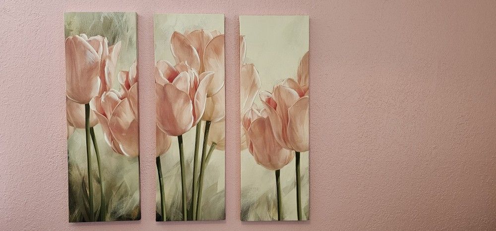 Beautiful Pink Tulips Large Canvas