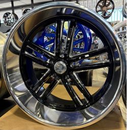Resto Maverick Staggered 22x9 - 22x10.5 Black / Diamond Cut Lip Wheels 5x5 For Obs - C-10 Chevy🔥🔥
