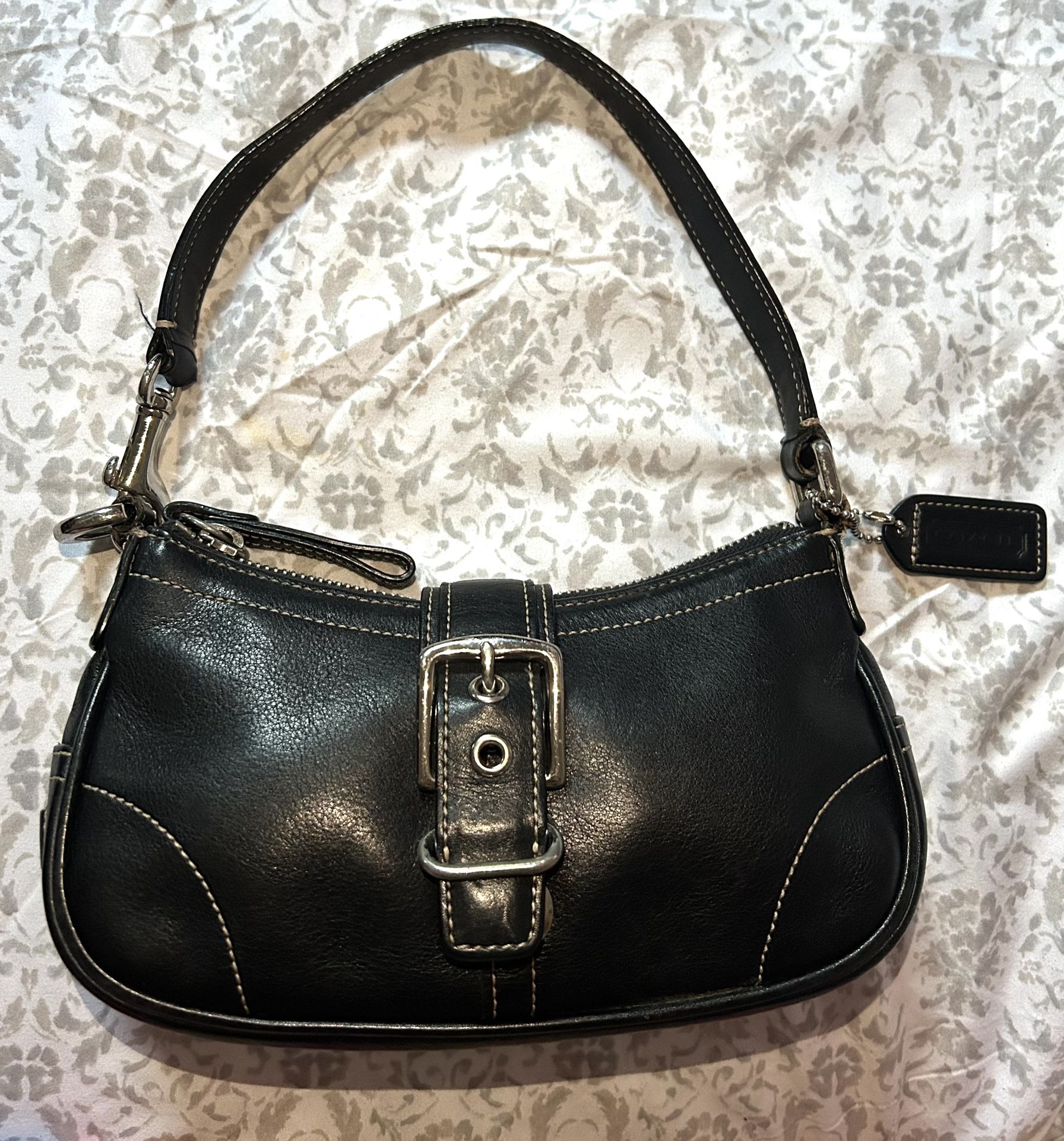 Vintage Shoulder Coach Black Leather Purse