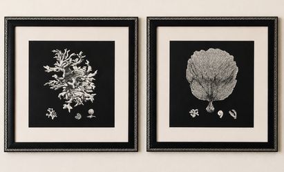 Set of 2 Large Framed Coral Art Prints - Modern Coastal 30" x 30"