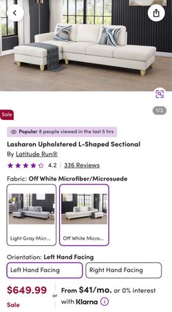 L-Shaped Sectional Couch – Off White / Cream