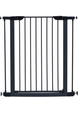 Pets 39-Inch High Walk-Thru Pressure Mounted Steel Dog Gate, Expands to 38 Inches Wide, Includes 3-inch Extensions, Textured Graphite