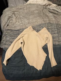 Tan off shoulder shirt