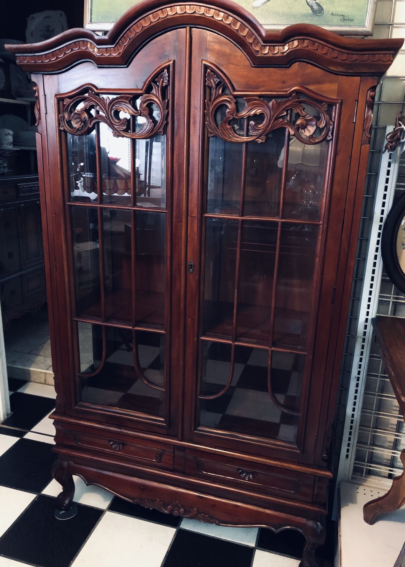 Antique 1800’s Chippendale Style China Cabinet.