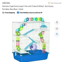 Hamster Cage Extra Large 5-Tier with Tubes & Wheel - Rat House,