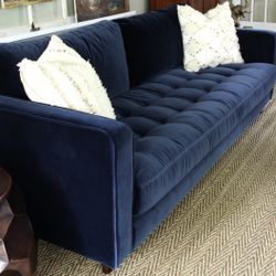 Article Navy Velvet Couch/sofa 89”x37”