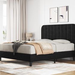 Queen Black Velvet Bed Frame 