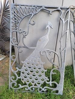 Two Metal Wall Decor Peacocks